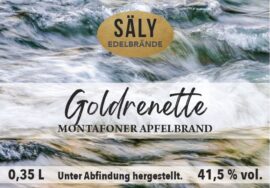 Etikett von Sälys Apfelbrand Goldrenette