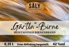 Etikett von Sälys Gärtla Birne